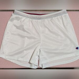 EUC•Champion Women's White Mesh Shorts•Elastic Waist•Small•Y2K style•13" Long